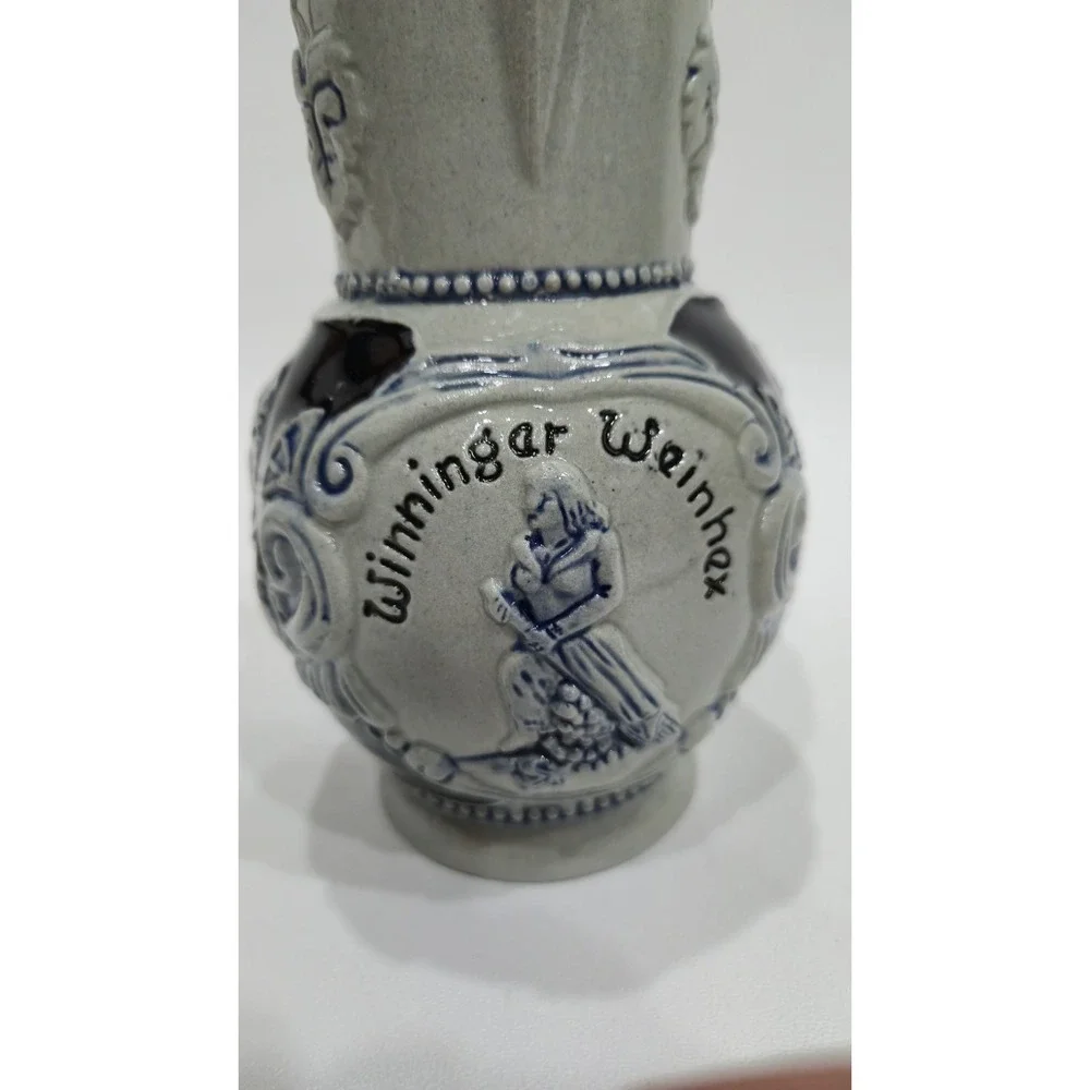 Vintage Marzi & Remy German Salt Glaze Stoneware Pitcher Winninger Weinhex Jug